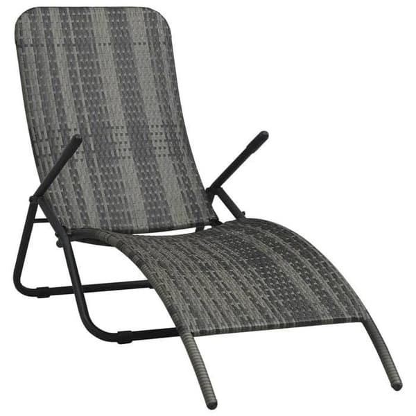 vidaXL Folding Lounge Chair Vävd Resin Grå