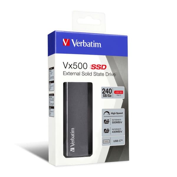 Vx500 extern SSD-enhet - VERBATIM - 240 GB - USB 3.1 Gen 2 - Grå