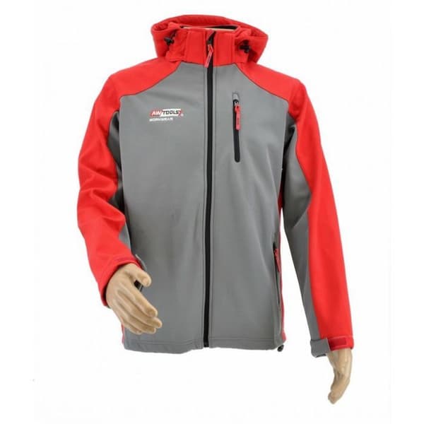 Softshell-jacka - AWTOOLS - AW02705 - 3-lagers vattentät/ vindtät membran - Fleecefoder - Grå/röd 3XL