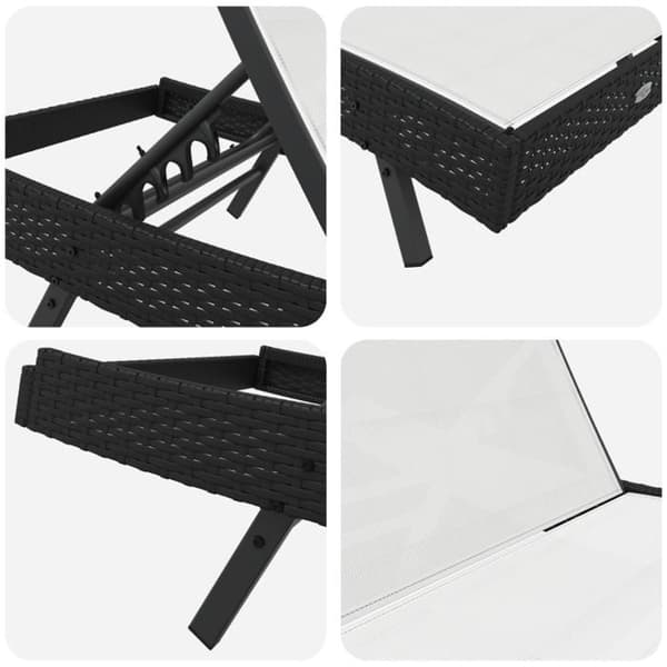 Lång stol - Svart - Poly Rattan - Textilène - Justerbar