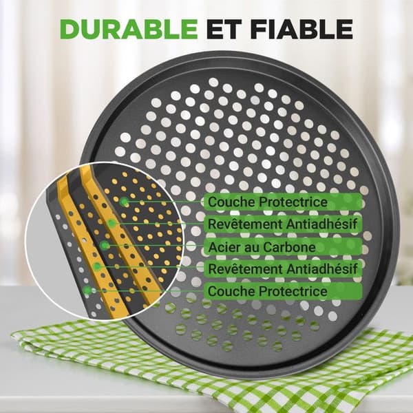 Pizzaplåt - NutriChef - 30 cm - Kolstål - Non-stick - Grå