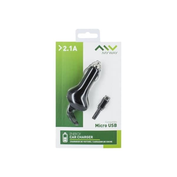 MYWAY Tändaradapter (bil) 2.1 A (Micro-USB typ B) svart