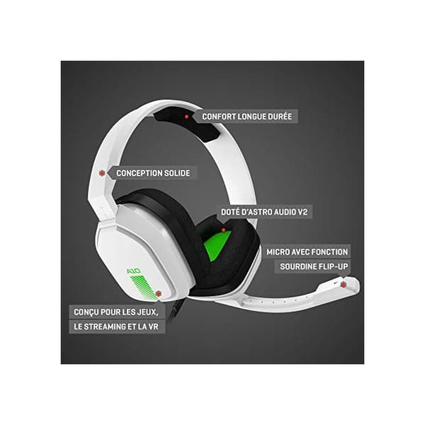 Mikroheadset - ASTRO - A10 - Circumaural - Trådad - Vit och Grön