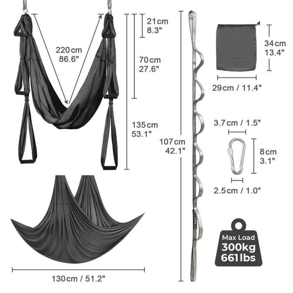 Luftyoga Hängmatta - LEOGREEN - Nylon Taffetas - Kapacitet 300 kg