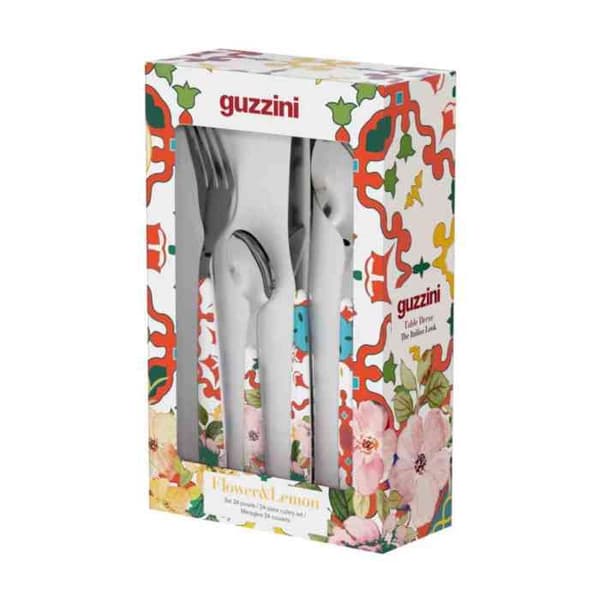 GUZZINI Flower&Citron Bestickset 24 delar Transparent röd