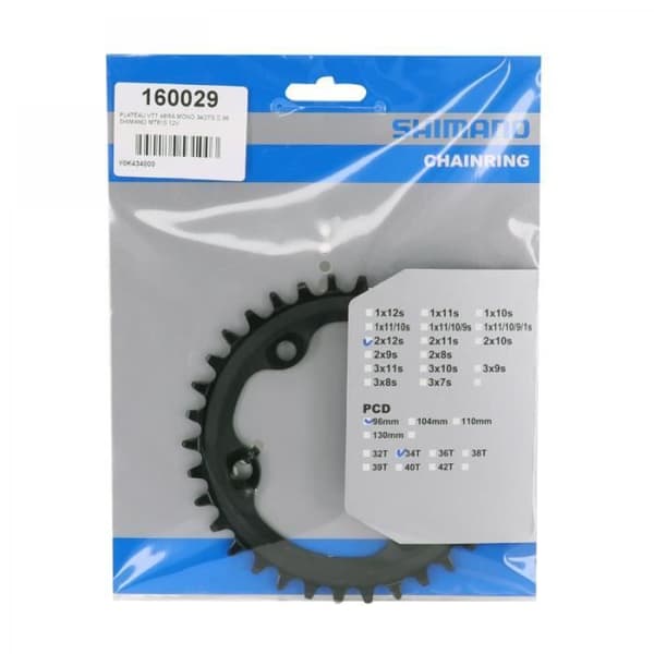 Plateau VTT - SHIMANO - MT610 - Mono 34DTS - D.96 - Svart