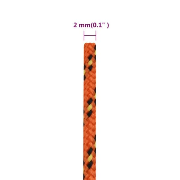 152635 vidaXL Båtrep Orange 2 mm 25 m Polypropen