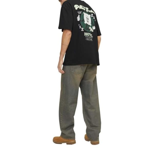 T-shirt - JACK & JONES - Rund hals - Korta ärmar - Bomull - Svart