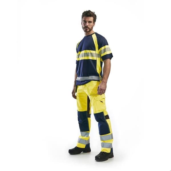 Arbetsbyxor med stretchfickor Blaklader - fluorescerande orange/grön
