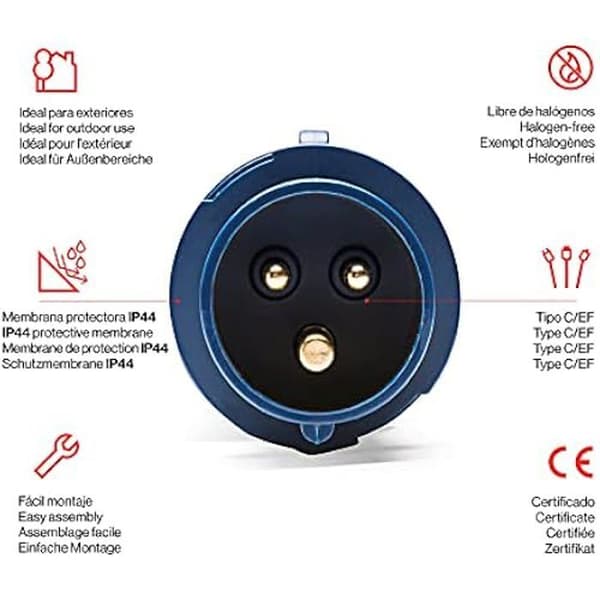 Fiche - FAMATEL - 13200 - 2P+T - 16 A - IP44 - 220-240 V