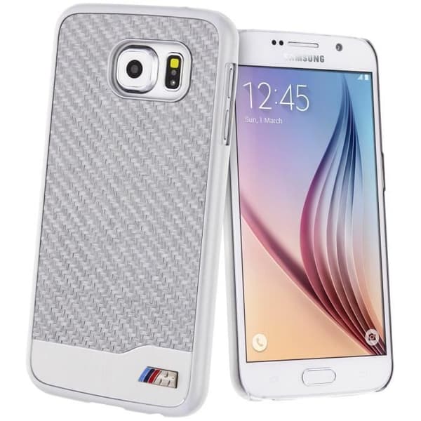 Coque - BMW - Samsung Galaxy S6 - Kolfiber - Silver - Stötskydd och Repfria