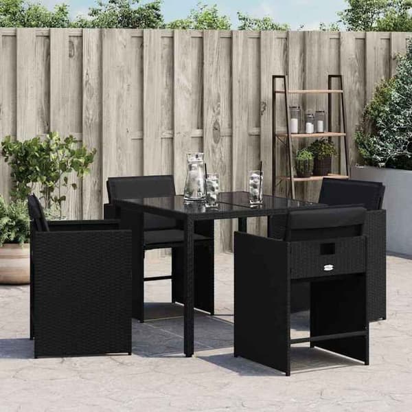 vidaXL Set med 4 Trädgårdsstolar med Kuddar, Stolar med Ryggstöd, Matstolar, Terrassmöbler, 364984