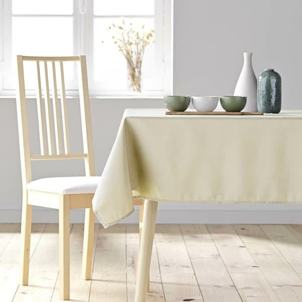 Rektangulär bordsduk 140 x 300 cm enfärgad polyester - Natur
