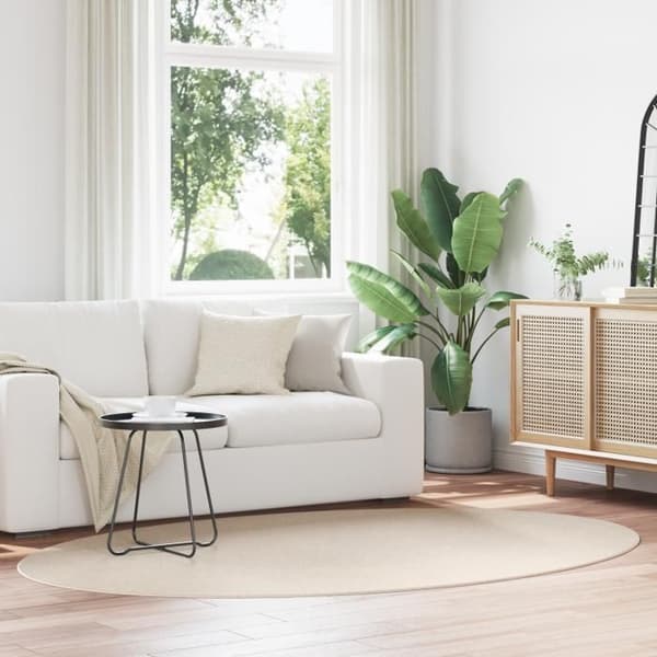 Oval matta beige 160 x 230 cm - polyester, matt finish, modern stil