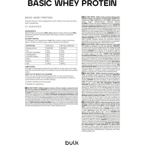 Bulk Basic Vaniljpulver 2,5 kg - 82 Portioner - Låg i Socker