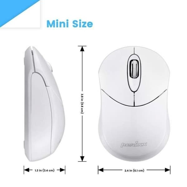 Trådlös Bluetooth-mus - PERIXX - PERIMICE-802 W - 1000 dpi - 3 knappar - Kompakt design