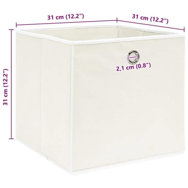 vidaXL Förvaringsboxar 10 st Vit 32x32x32 cm Tyg