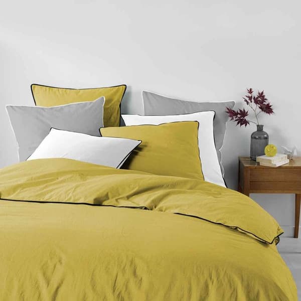 Drap Housse i Bomull "Linette" 160x200cm Gul
