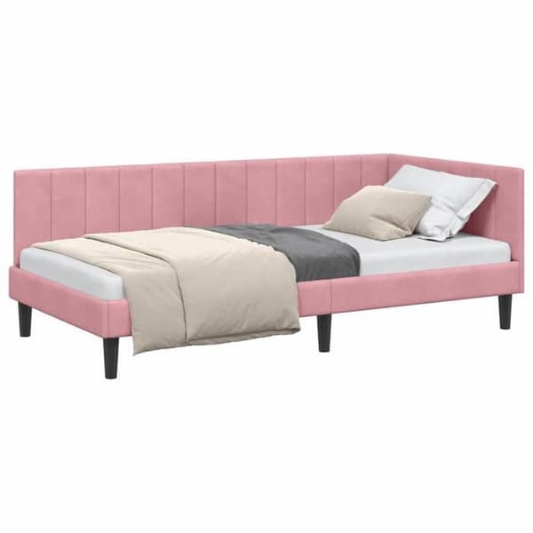 vidaXL Hörnsäng Rosa 90 cm x 190 cm Sammet 42016341