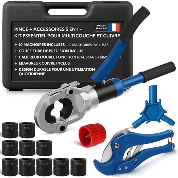 Krämpress - NEEZRA - TH+V - 10 käftar - 5-i-1 kit (multilager, PER, koppar) - Väska
