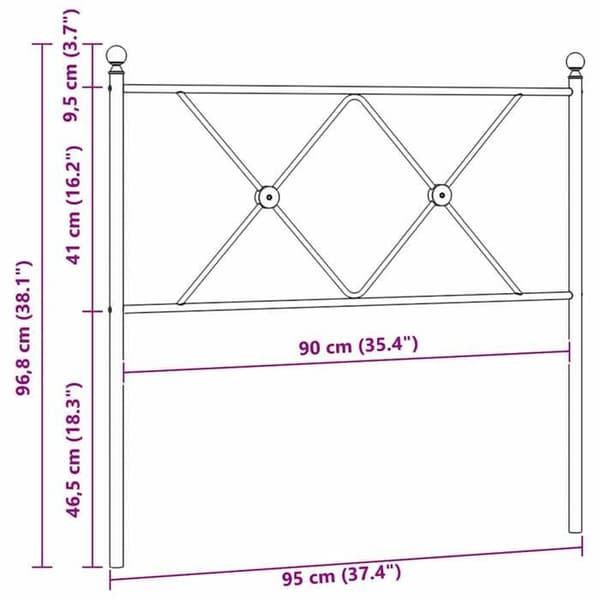 vidaXL Ersättningssänggavel metall svart 90 cm 376530