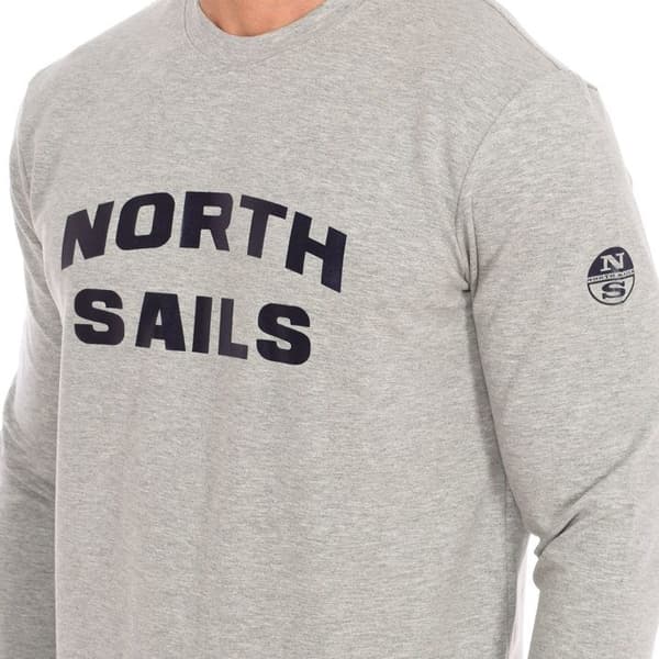 Sweatshirt med rund hals och långärmad 9024170 herr-Grå