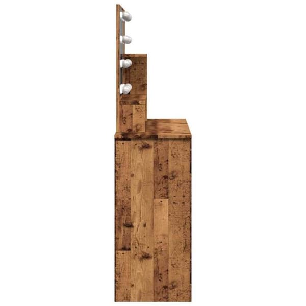 Coiffeuse med LED gammalt trä 86,5x35x136 cm
