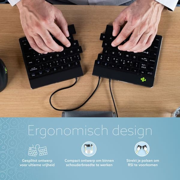 R-Go Split Break (svart, med kabel, AZERTY - FR)