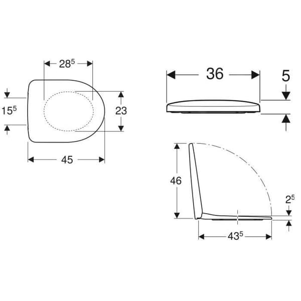 Toalettsits - GEBERIT - SELNOVA - Duroplast - Softclose - Vit