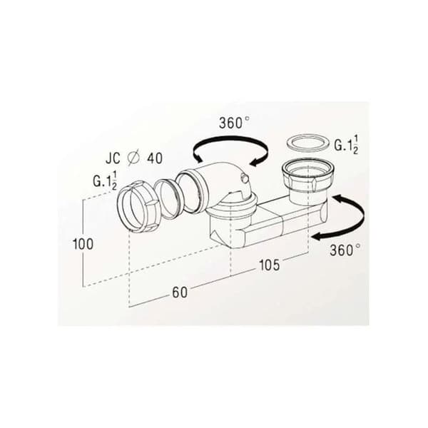 Siphon PVC artikulerad, 0203250