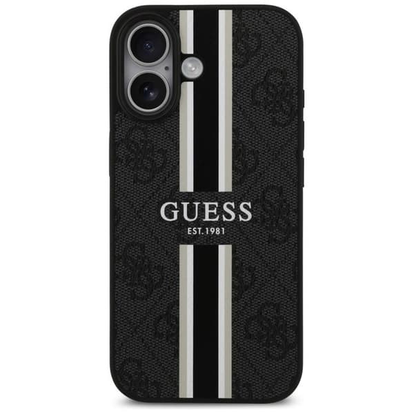 Coque Guess Hardcase 4G Printed Stripes MagSafe för iPhone 17 - Svart