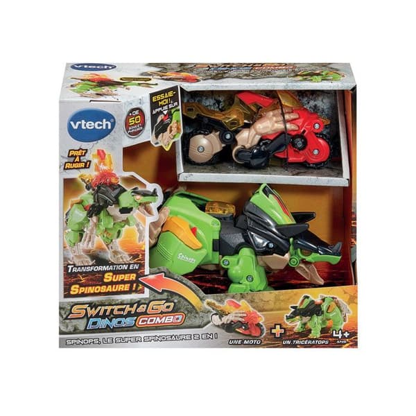 VTECH - SWITCH & GO DINOS KOMBO - SPINOPS, DEN SUPER SPINOSAURUS 2 I 1 - Flerfärgad