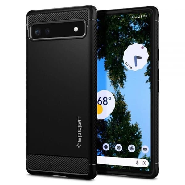 Telefonfodral - SPIGEN - ACS04476 - Matt Svart - Kompatibel med Google Pixel 6a - Optimalt skydd