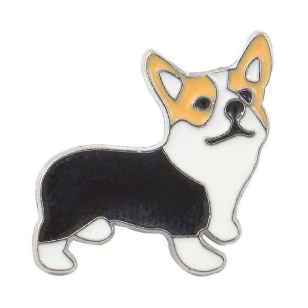 Metallbrosch hund Corgi Kvinna Clio Blue