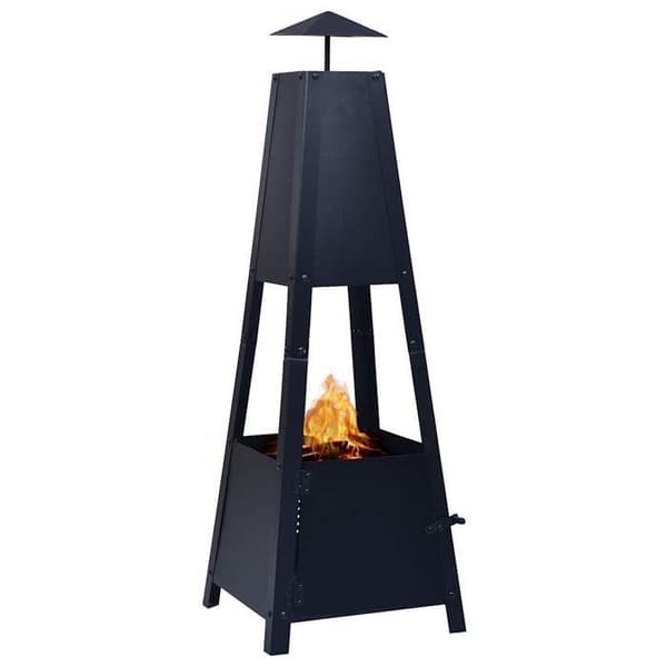vidaXL Fire Pit Black 35x35x99 cm Stål