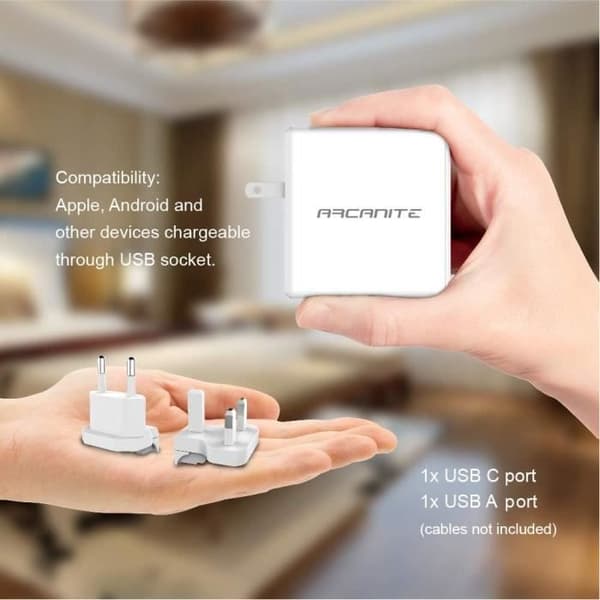 Laddare USB ARCANITE 30W USB C PD3.0QC4PPS och USB A QC3.0 18W
