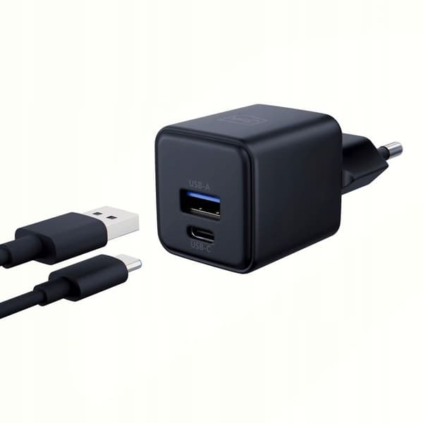 Laddare 3mk Hyper GaN 20 W QC4+ PD PPS USB-C USB-A Svart