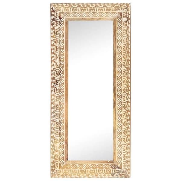 vidaXL Spegel handskuren 110x50x11 cm Solid mangoträ