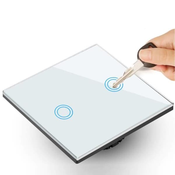 Ljustknapp - Maclean - Taktile LED - Vitt glas - 2 knappar - 1000W max