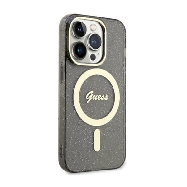 Coque - Guess - Glitter Gold MagSafe - iPhone 14 Pro Max - Svart - Pailletter - Hård