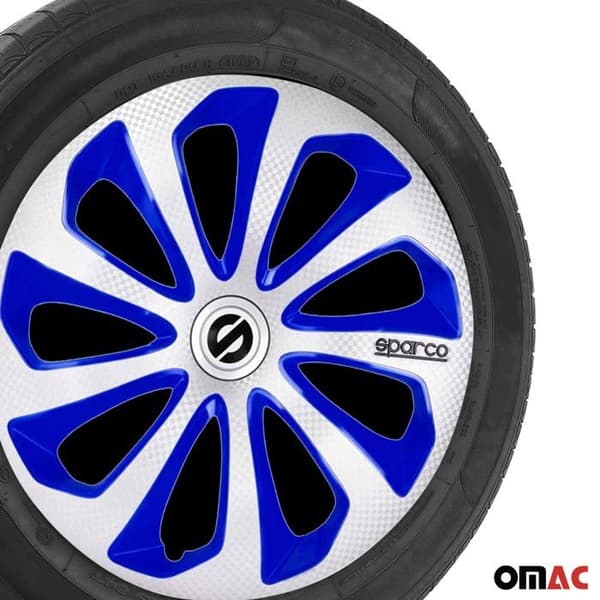 Sparco Sicilia navnav 14 tum ABS silver/blått set om 4