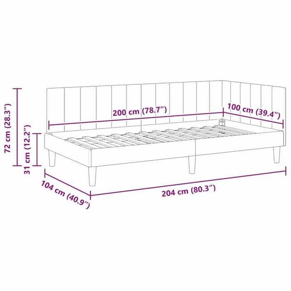 vidaXL Hörnsängram Blå 100 cm x 200 cm Sammet 42016357