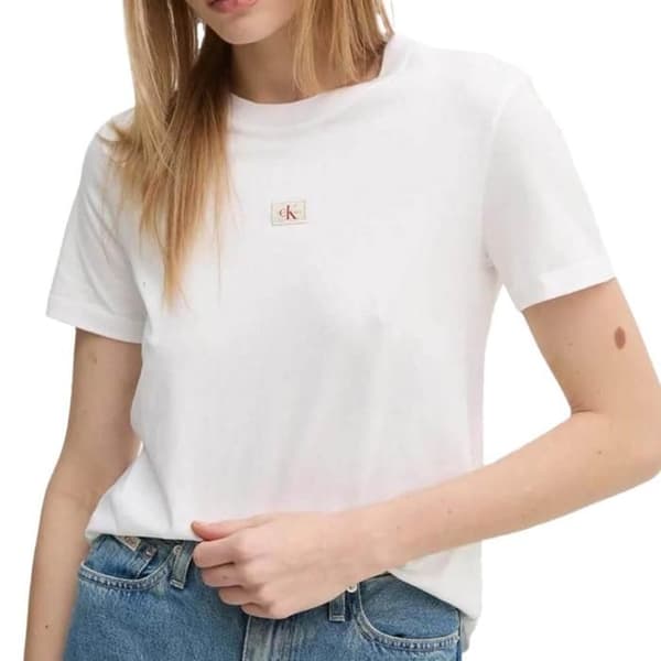 Vit T-shirt Dam Calvin Klein Jeans Label Regular