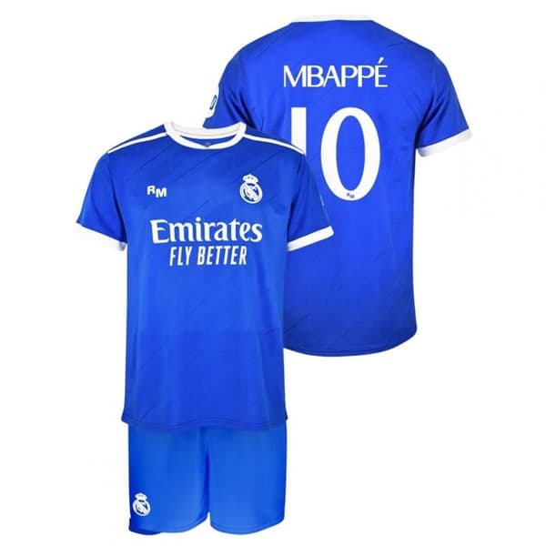 Real Madrid junior fotboll Mbappé tröja + shorts Blå