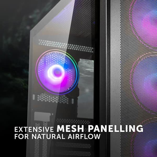 Midi-Tower Chassi - KOLINK - Unity Meshbay ARGB - Härdat glas - ARGB-belysning - Svart