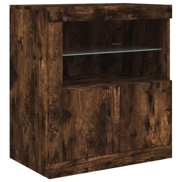 vidaXL Buffé med LED-lampor rökt ek 60,5x37x67 cm 836620