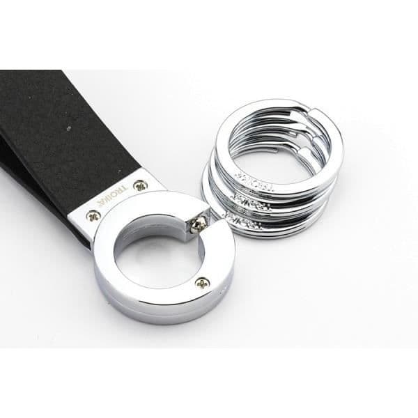 Nyckelring - TROIKA KR8-02-LE - Läder - Klicklås - 3 extra ringar