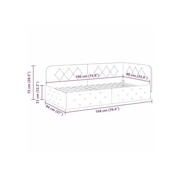 Vinkelsängram i sammet - vidaXL - Gul - 90x190 cm - L-formad design - Mångsidig bäddsoffa