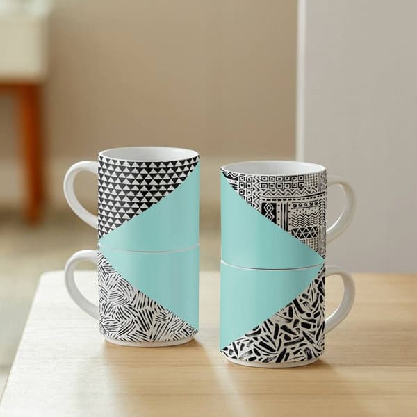 4 Stapelbara keramikmuggar Vit 300 ml - Cricut