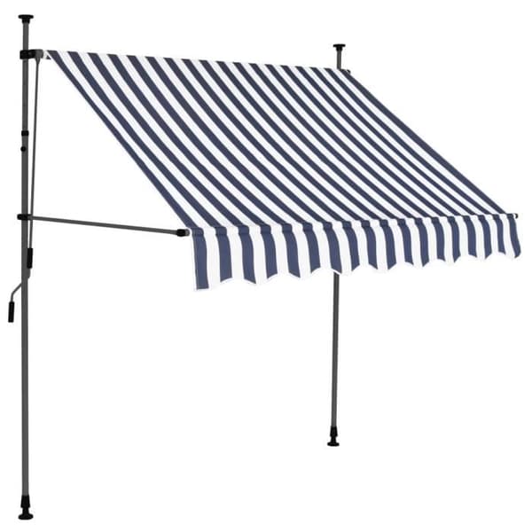 vidaXL Manuell infällbar markis med LED 200 cm Blå och Vit